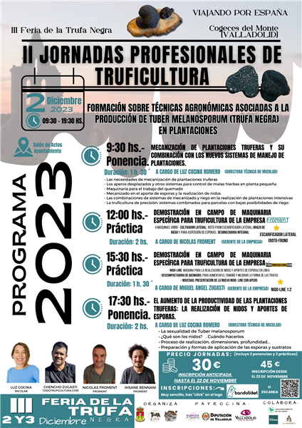 JORNADAS PROFESIONALES PARA TRUFICULTORES. 2 de Diciembre. Cogeces del Monte